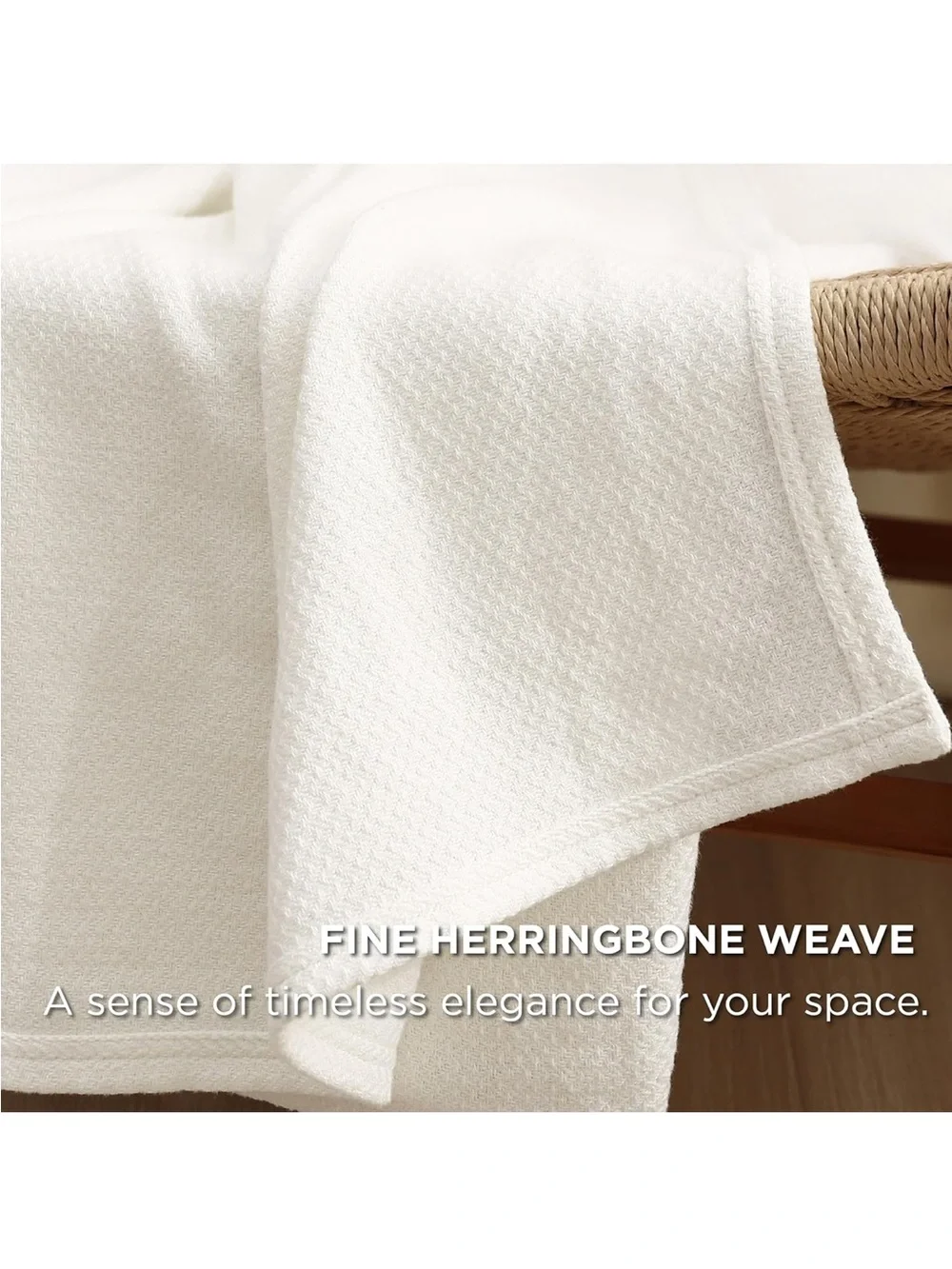 NEW Bedsure GentleSoft 100% Cotton Large Herringbone Blanket, Oversized King